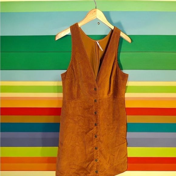 Free People Dresses & Skirts - Free people vintage 70s style Brown Corduroy Button-Down Dress